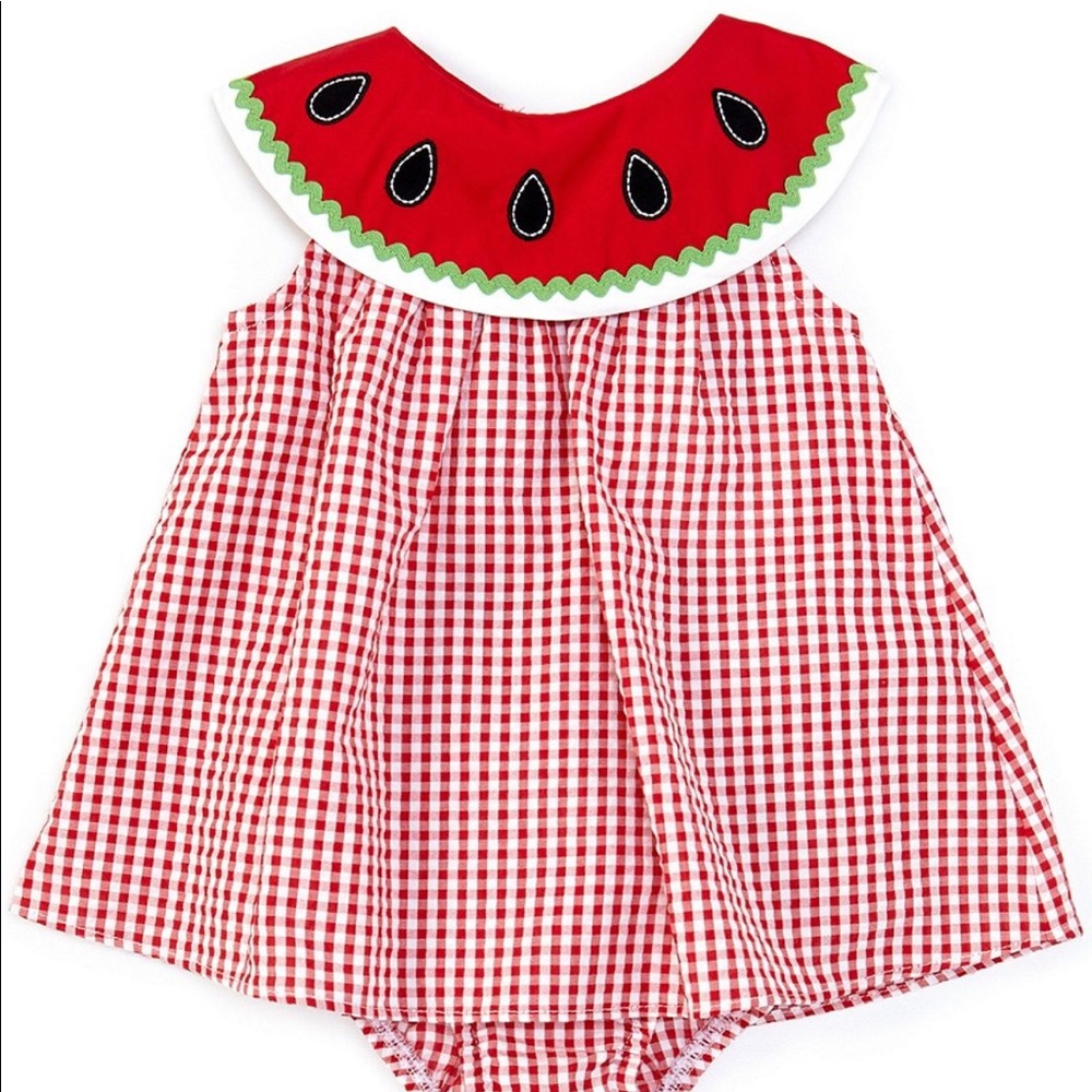 Watermelon Collar Gingham A-Line Dress